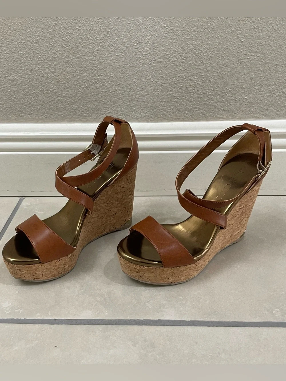 Jimmy Choo Portia Wedge Tan 37.5
